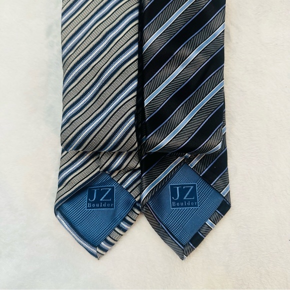 2 Designer Textured Silk Repp Ties Striped Classic Old Money Luxury Professional - Picture 2 of 4